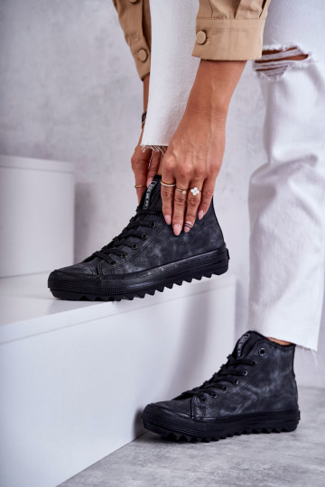 Moteriški sportbačiai Big Star Aukštos Šiltos Juodos spalvos GG274069