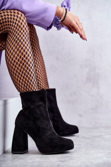 Moteriški zomšiniai batai ant aukšto kulno Ramira juodi 2