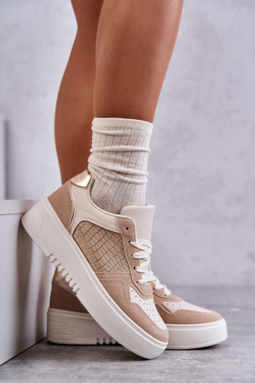 Moteriški žemi sportiniai batai ant platformos smėlio spalvos Kyllie