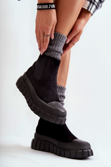 Madingi užsegami batai ant platformos Jenna juodi