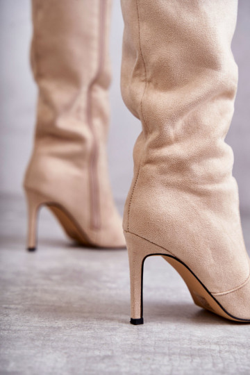 Zomšiniai aukštakulniai batai smėlio spalvos Carite 2