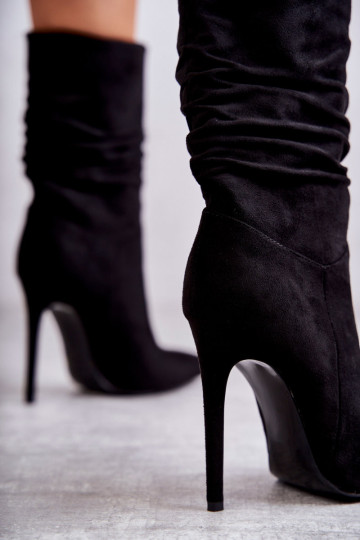 Moteriški raukšlėti batai Black Laguna juodi 2