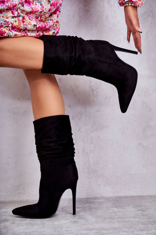 Moteriški raukšlėti batai Black Laguna juodi