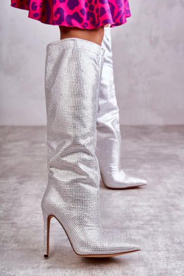 Madingi aukštakulniai batai su kubinio cirkonio sidabro spalvos Lovisa