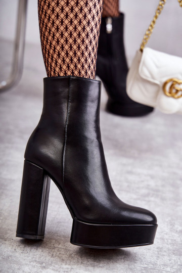 Lygūs odiniai bateliai ant kulno Black Kaysa juodi 2