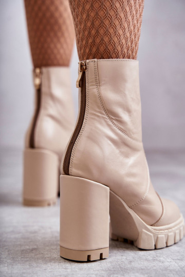 Odiniai batai ant aukštakulnio smėlio spalvos Elia