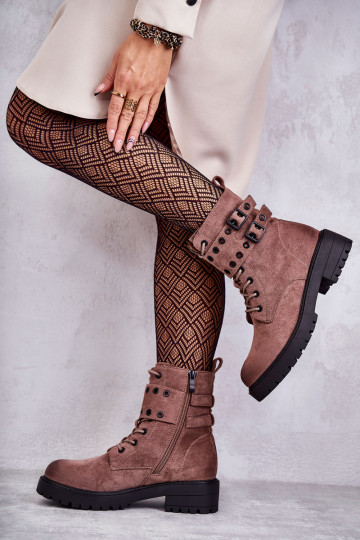 Moteriški šilti zomšiniai batai Ryškiai rudi sidabriniai 2