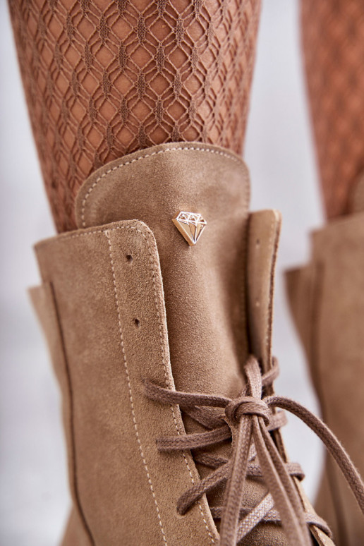 Zomšiniai batai su užtrauktuku Nicole 2754 Beige