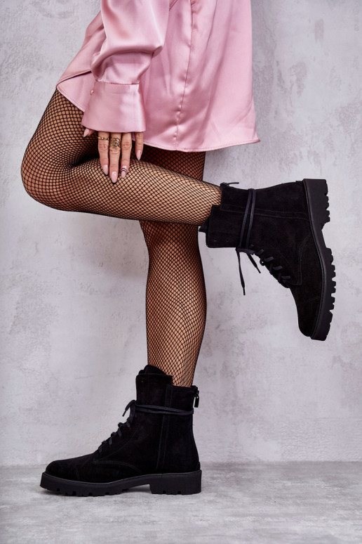 Zomšiniai batai su užtrauktuku Nicole 2754 Black