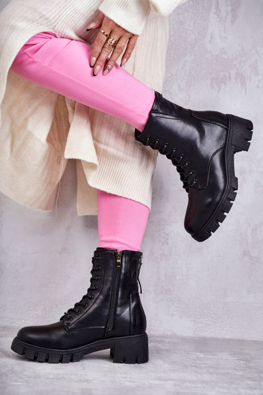 Odiniai bateliai su užtrauktuku Black Tonje