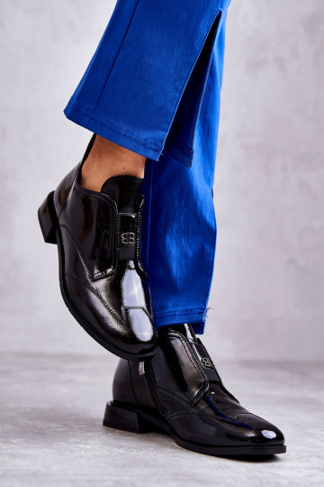 Patentuoti žemi batai su užtrauktuku juodi Bettina