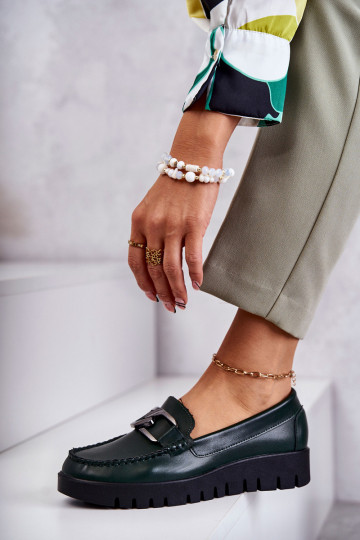 Lakuoti loaferiai ant platformos Green Kjersti 2