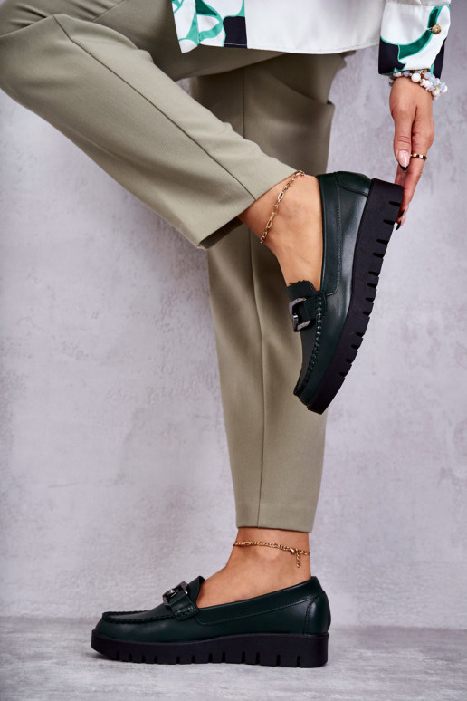 Lakuoti loaferiai ant platformos Green Kjersti