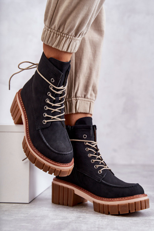 Moteriški madingi šilti batai Juoda Gerda