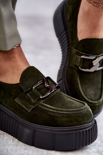 Madingi zomšiniai batai ant platformos Khaki Marsol