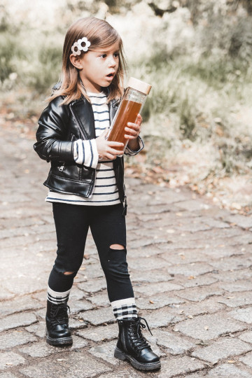 Vaikiški odiniai batai su užtrauktuku Juoda Omua