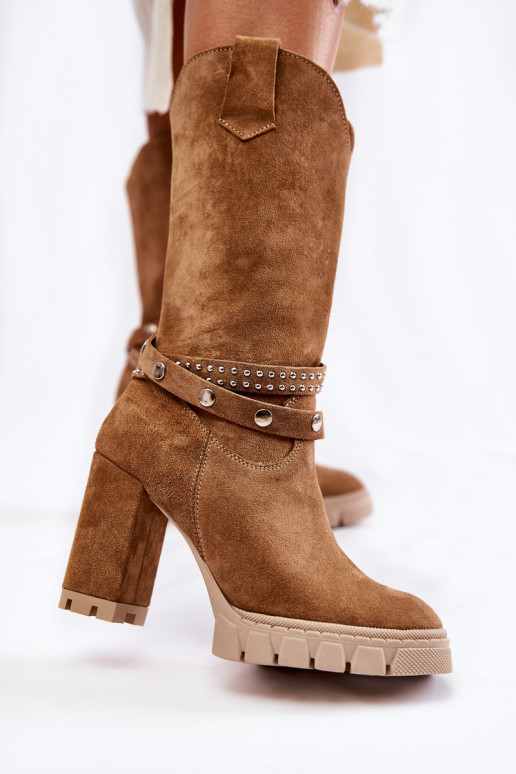 Moteriški aukštakulniai batai Lewski Shoes 3246 Beige