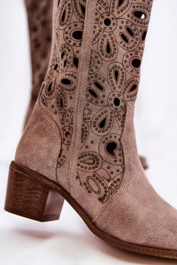 Ažūriniai zomšiniai batai Lewski batai 3170 Cappucino