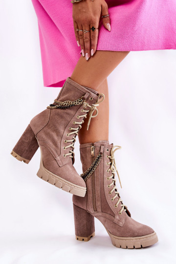 Zomšiniai suvarstomi batai Lewski batai 3244 / G smėlio spalvos 2