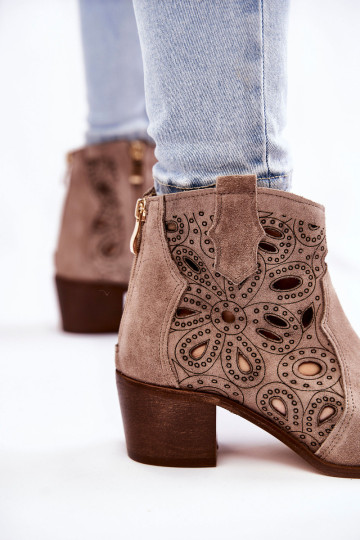 Ažūriniai zomšiniai bateliai Lewski 3170/2 Cappucino