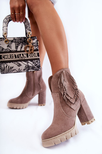 Zomšiniai Platforminiai Batai Lewski Batai 3251 Cappucino