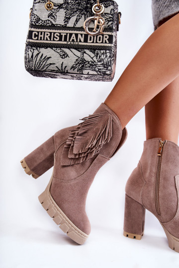 Zomšiniai Platforminiai Batai Lewski Batai 3251 Cappucino