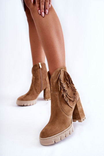 Zomšiniai Platforminiai Batai Lewski Batai 3251 Beige