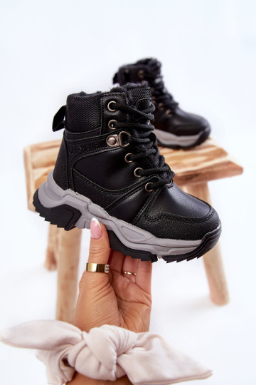 Vaikiški batai Šilti Trappers su užtrauktuku Black Marvin