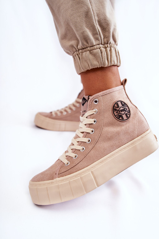 Aukšti sportbačiai Lee Cooper LCJ-22-31-1434L Smėlio spalvos