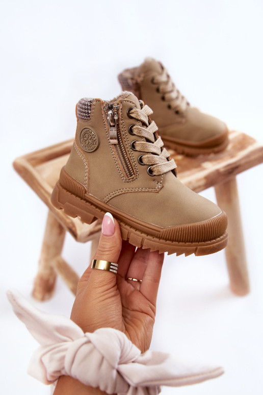 Vaikiški Kailiu izoliuoti batai Trappers Beige Hopper