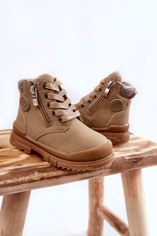 Vaikiški Kailiu izoliuoti batai Trappers Beige Hopper