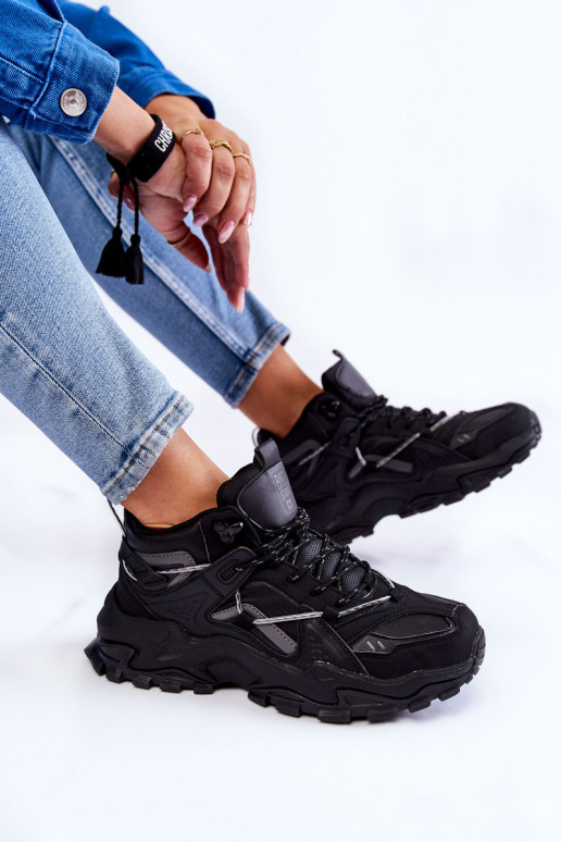 Moteriški sportiniai batai ant didžiulės platformos Big Star KK274387 juodi