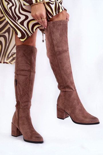 Moteriški zomšiniai batai ant kelių La.Fi 270056TA-SU ryškiai rudi 2