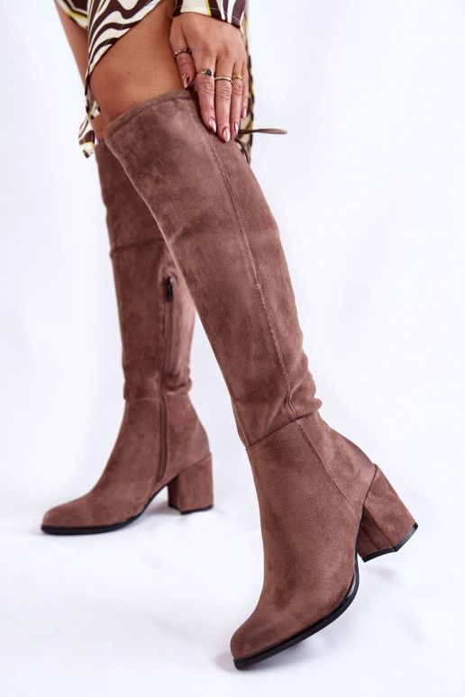 Moteriški zomšiniai batai ant kelių La.Fi 270056TA-SU ryškiai rudi