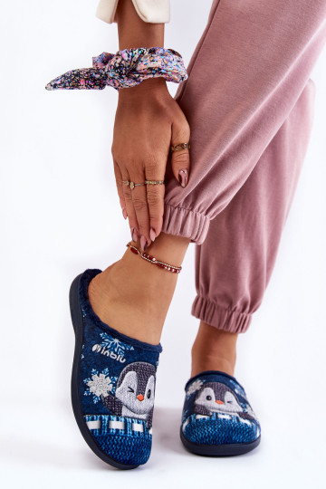 Moteriškos namų šlepetės Penguins Inblu EC-81-004 Tamsiai mėlynos spalvos 2