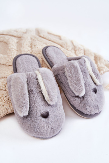 Moteriškos kailinės šlepetės Pilka Remmi