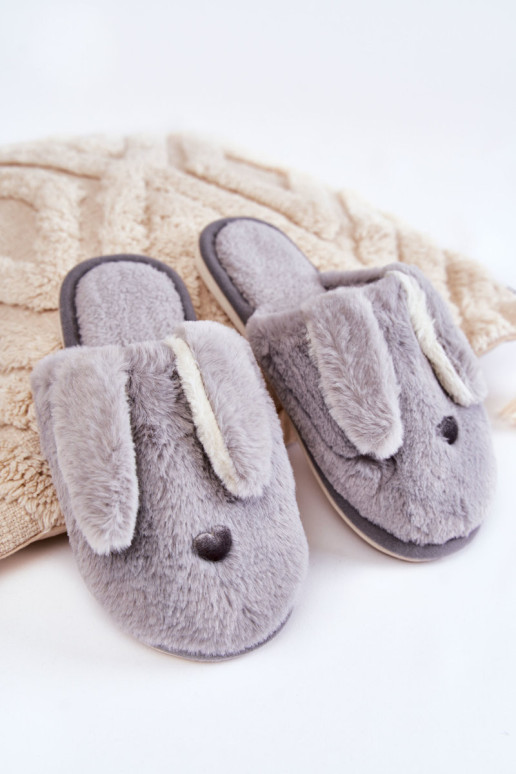 Moteriškos kailinės šlepetės Pilka Remmi