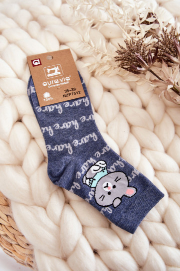Moteriškos medvilninės kojinės Hare Blue