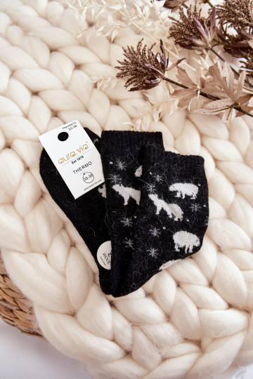 Juodos spalvos moteriškos vilnonės kojinės