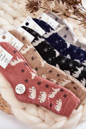 Juodos spalvos moteriškos vilnonės kojinės 2