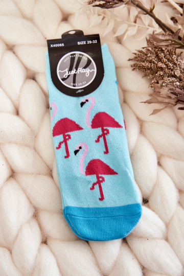 Jaunystės kojinės Three Flamingos Pattern Šviesiai mėlynos spalvos