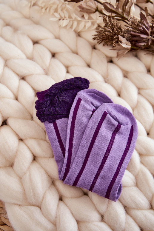 Daugiaspalvės moteriškos 5 pakelių medvilninės dryžuotos kojinės