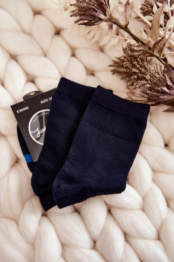 Moteriškos medvilninės kojinės mėlynos spalvos tamsiai mėlynos spalvos