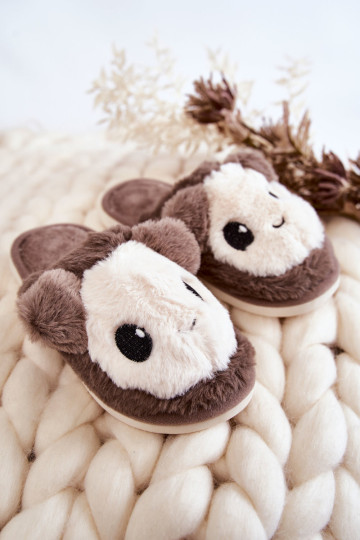 Vaikiškos kailinės šlepetės Brown Alize