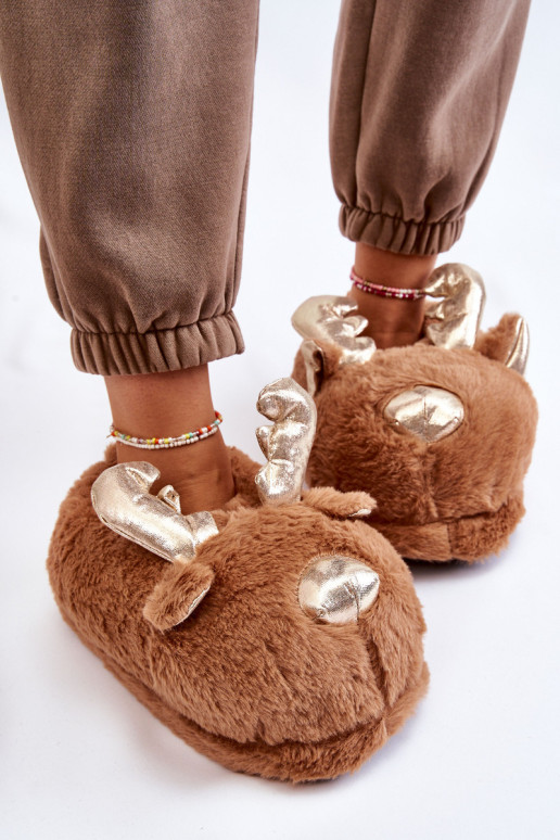 Moteriškos kailio šlepetės Ruda Comet