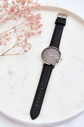 Juodas moteriškas laikrodis su analoginiu dirželiu ERNEST