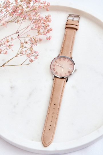 Moteriškas laikrodis su analoginiu dirželiu ERNEST smėlio spalvos