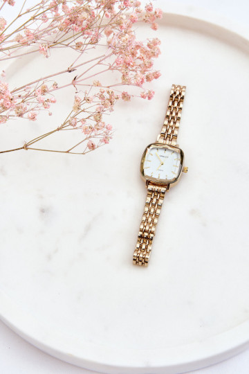 Madingas laikrodis su baltu ciferblatu ERNEST Gold