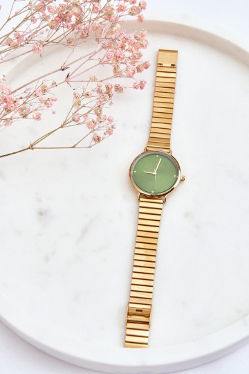 Moteriškas vandeniui atsparus laikrodis ant apyrankės Giorgio&Dario Golden-Green