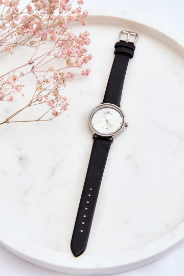 Moteriškas vandeniui atsparus analoginis laikrodis Giorgio&Dario juodas ir sidabrinis